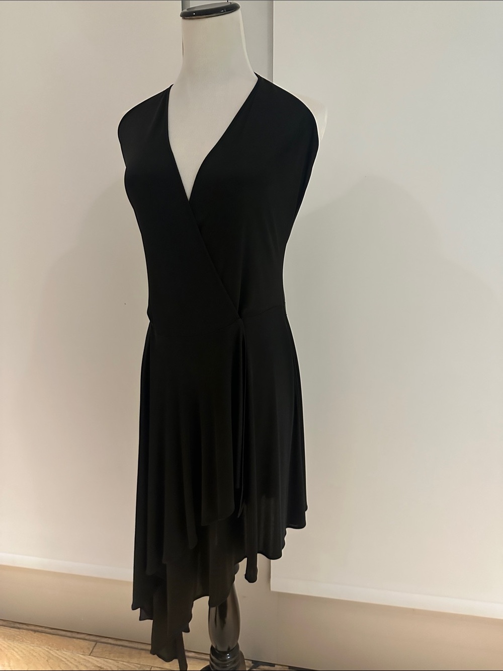 Vintage Callaghan Italy Black Halter Asymmetrical Dress IT 42